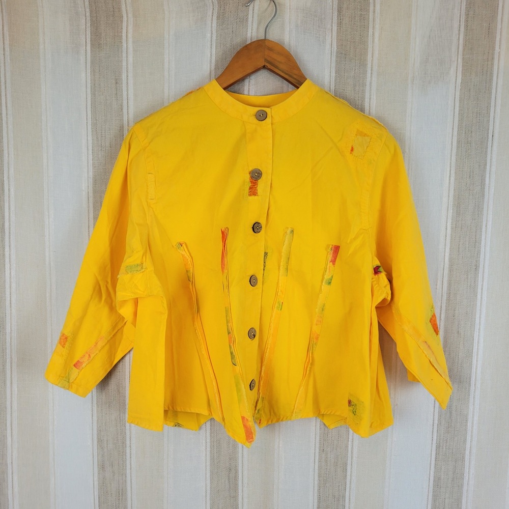 NEW Avani Del Amour Lagenlook Blouse‎ Jacket Yellow Size Small